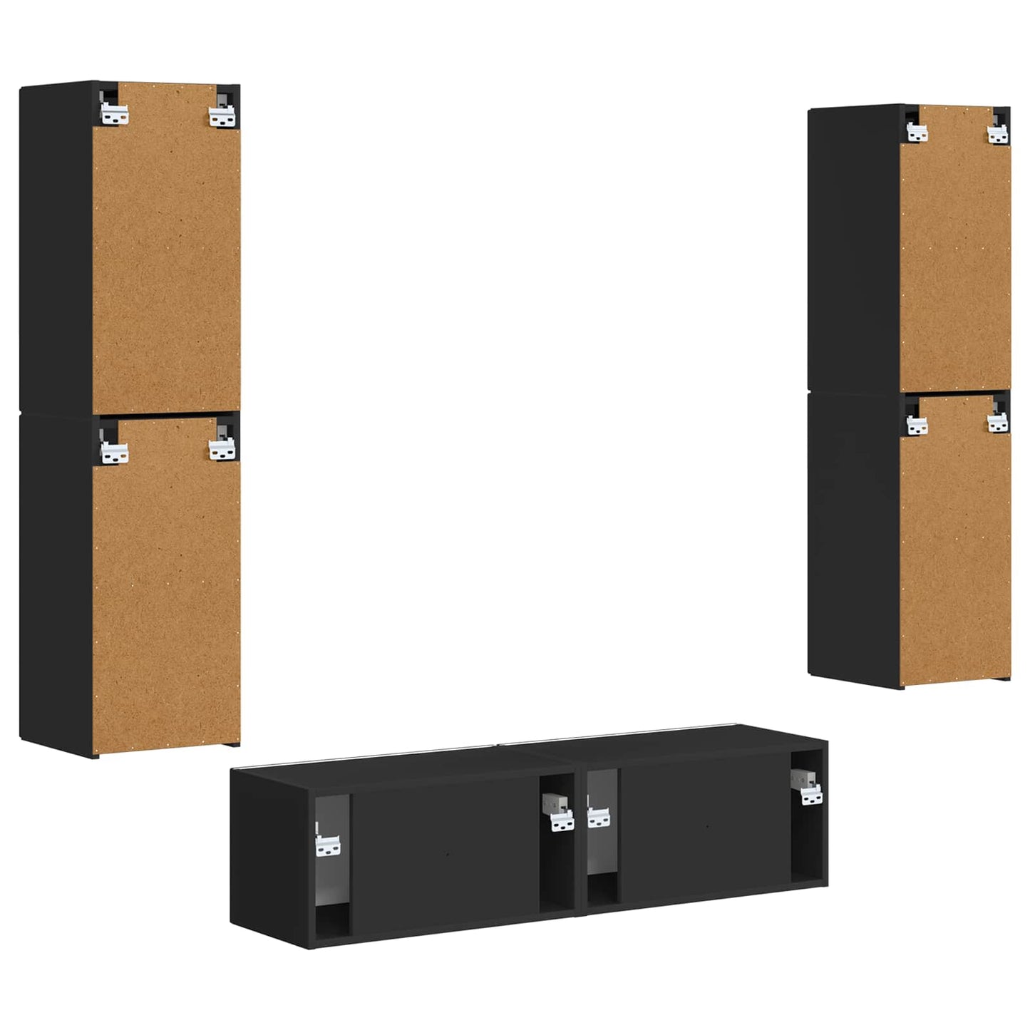 vidaXL TV Cabinet Set 6 pcs Black Engineered Wood