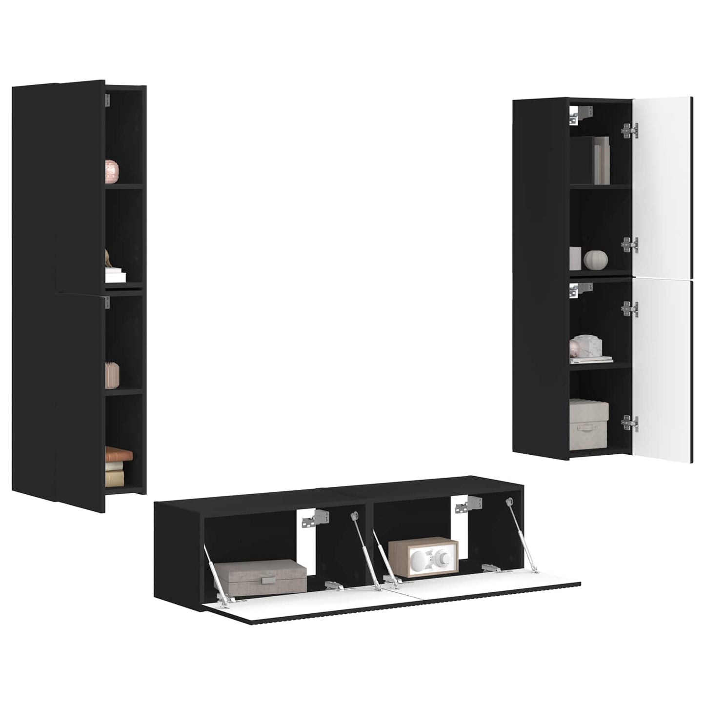 vidaXL TV Cabinet Set 6 pcs Black Engineered Wood