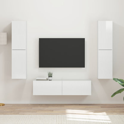 vidaXL TV Cabinet Set 6 pcs High Gloss White Engineered Wood