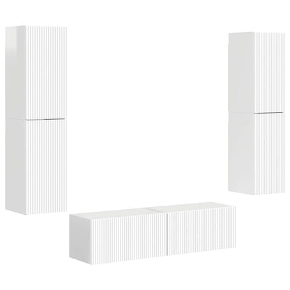 vidaXL TV Cabinet Set 6 pcs High Gloss White Engineered Wood