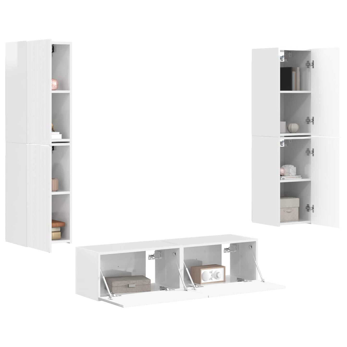 vidaXL TV Cabinet Set 6 pcs High Gloss White Engineered Wood