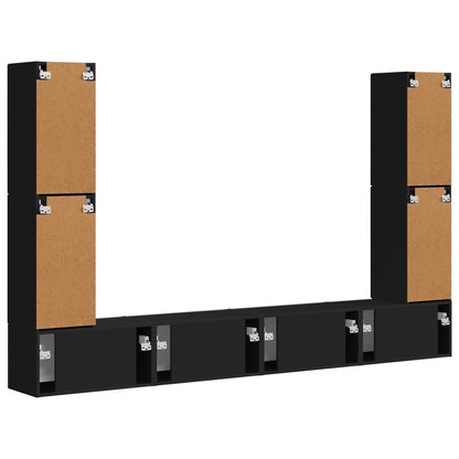 vidaXL TV Cabinet Set 8 pcs Black Engineered Wood