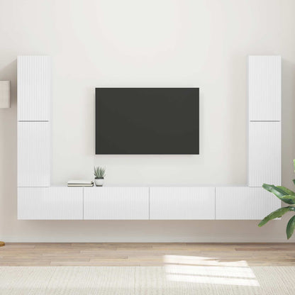 vidaXL TV Cabinet Set 8 pcs High Gloss White Engineered Wood