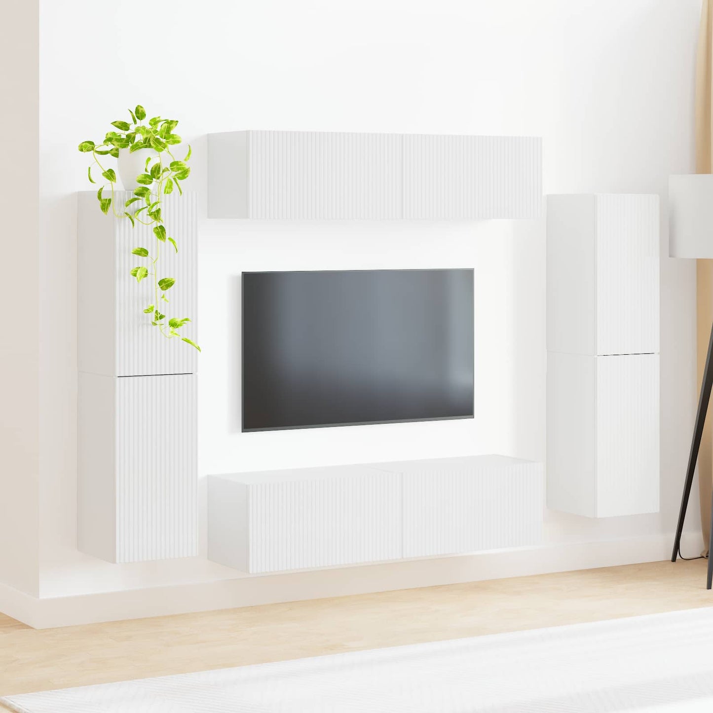 vidaXL TV Cabinet Set 8 pcs High Gloss White Engineered Wood