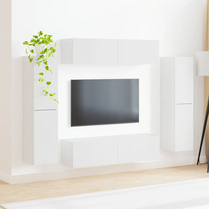 vidaXL TV Cabinet Set 8 pcs High Gloss White Engineered Wood