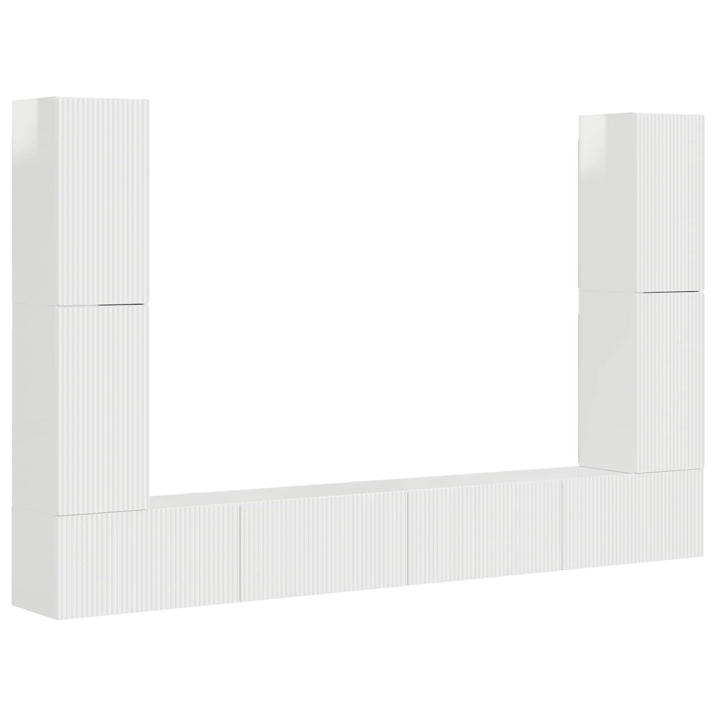 vidaXL TV Cabinet Set 8 pcs High Gloss White Engineered Wood