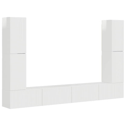 vidaXL TV Cabinet Set 8 pcs High Gloss White Engineered Wood