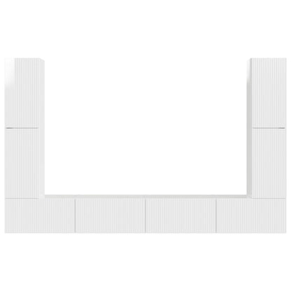 vidaXL TV Cabinet Set 8 pcs High Gloss White Engineered Wood