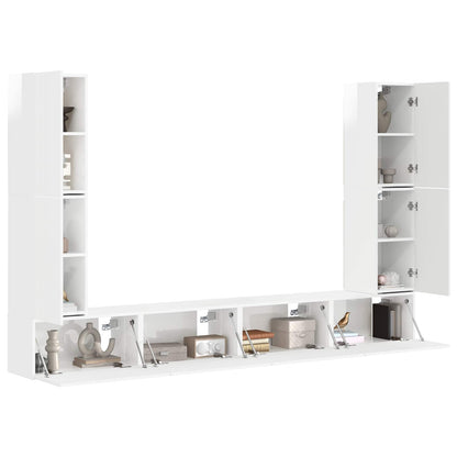 vidaXL TV Cabinet Set 8 pcs High Gloss White Engineered Wood