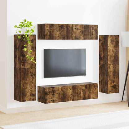 vidaXL TV Cabinet Set 8 pcs Smoked Oak Engineered Wood