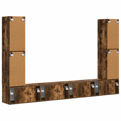 vidaXL TV Cabinet Set 8 pcs Smoked Oak Engineered Wood