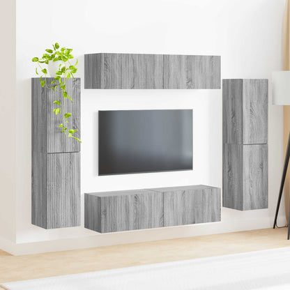 vidaXL TV Cabinet Set 8 pcs Grey Sonoma Engineered Wood