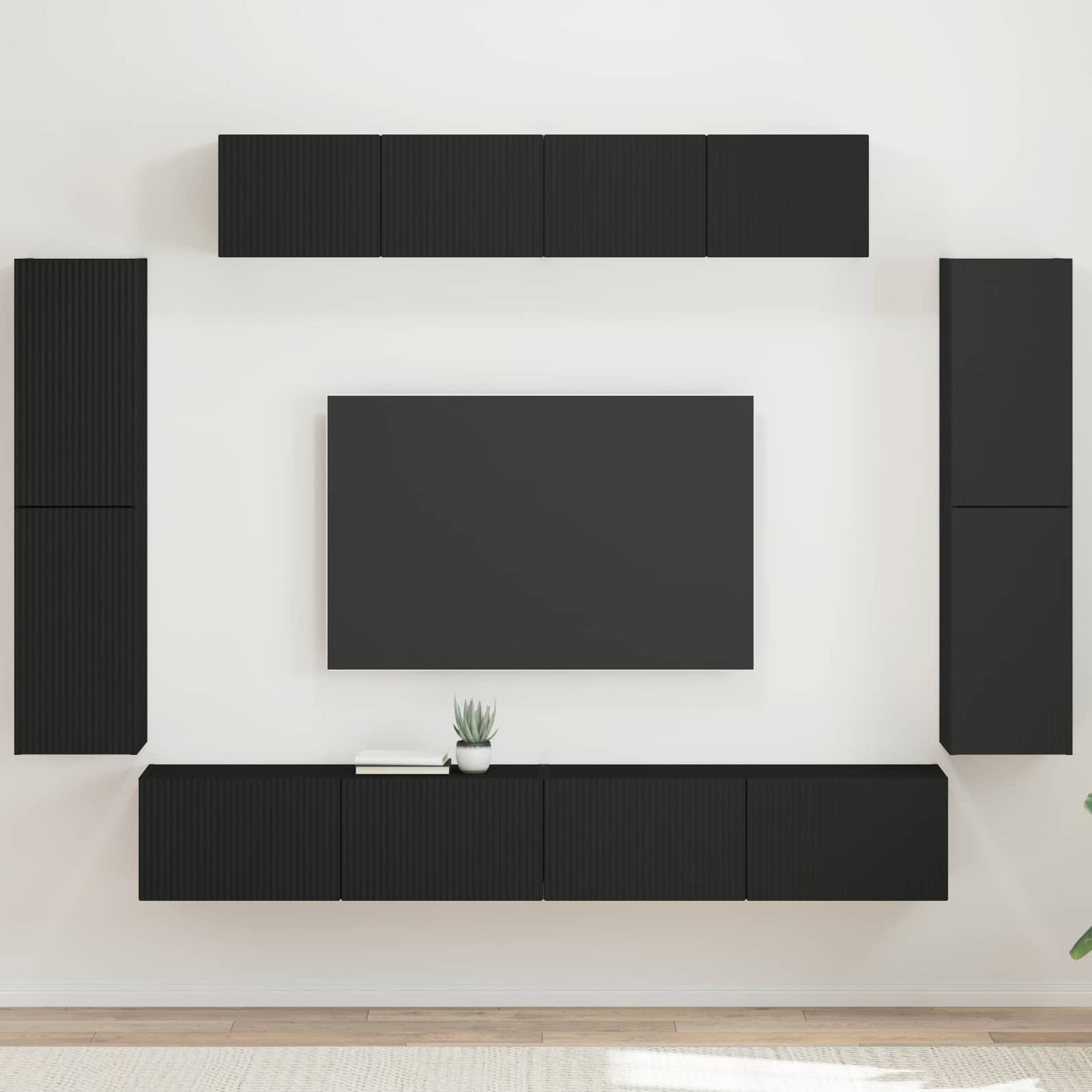 vidaXL TV Cabinet 8 pcs Black