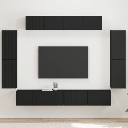 vidaXL TV Cabinet 8 pcs Black