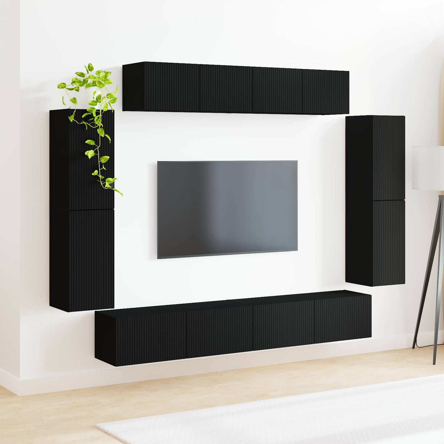 vidaXL TV Cabinet 8 pcs Black