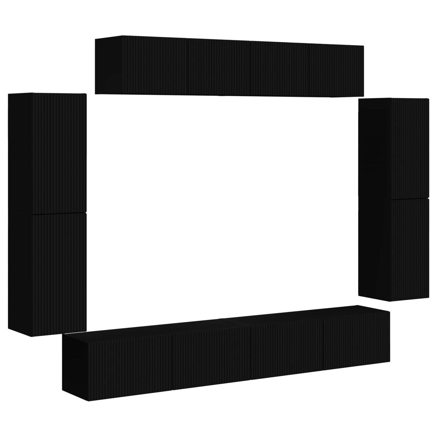vidaXL TV Cabinet 8 pcs Black