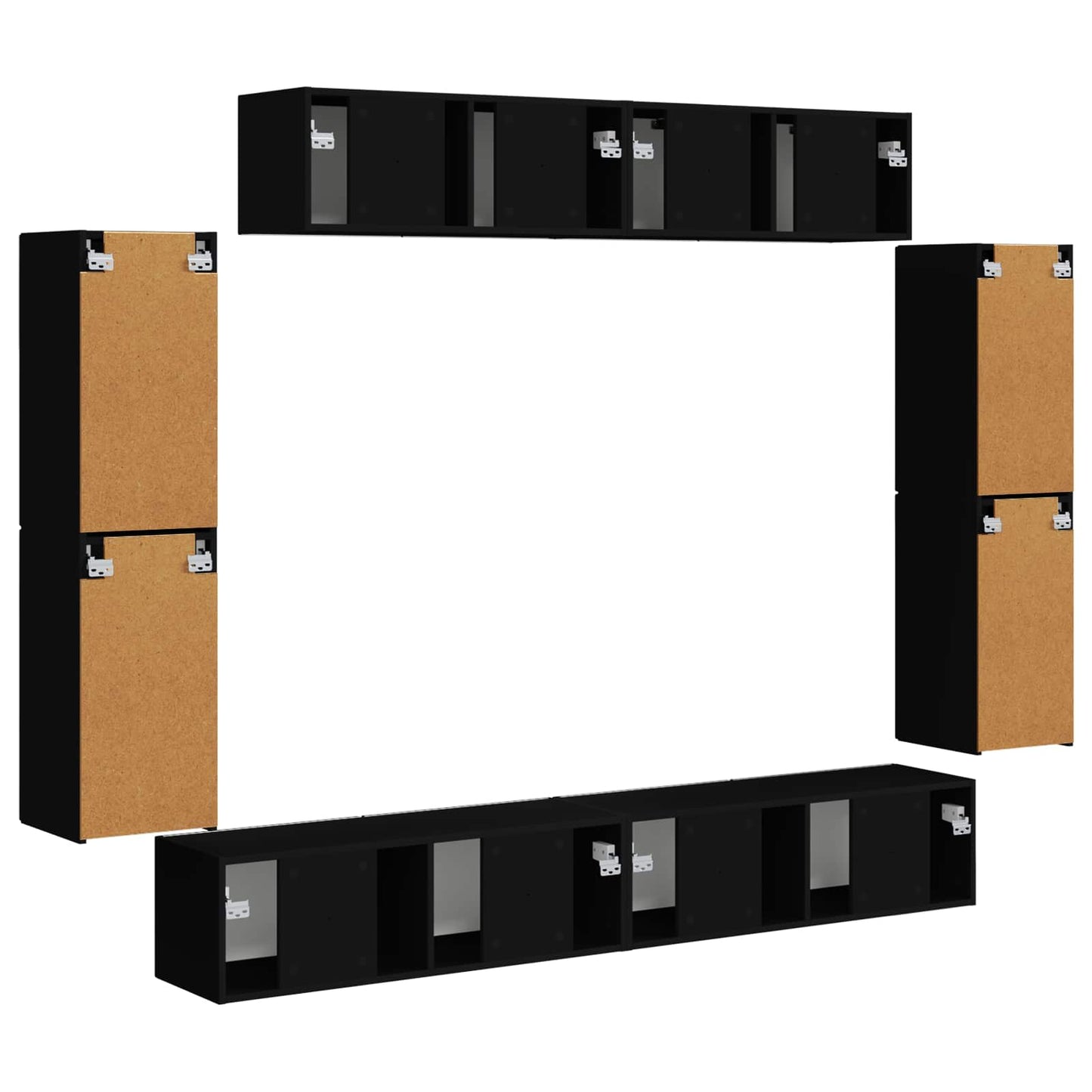 vidaXL TV Cabinet 8 pcs Black
