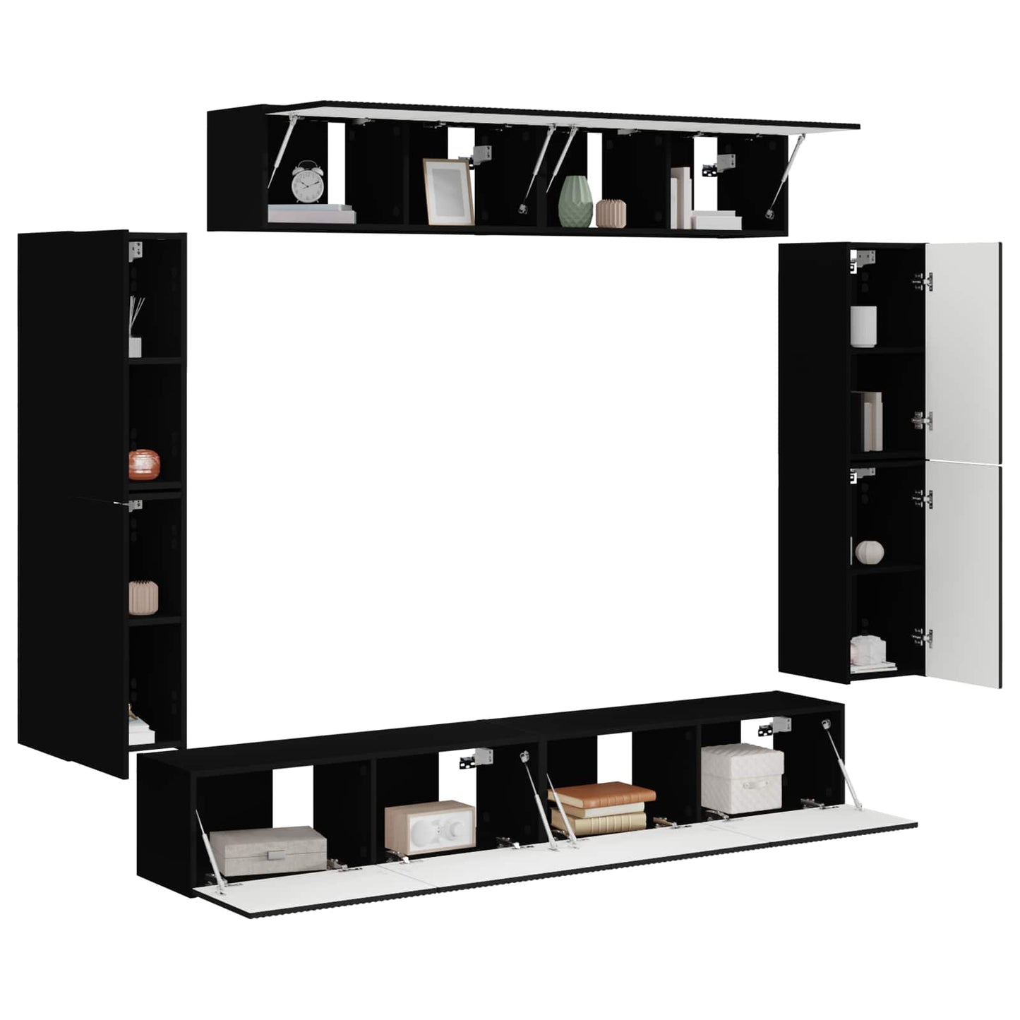 vidaXL TV Cabinet 8 pcs Black