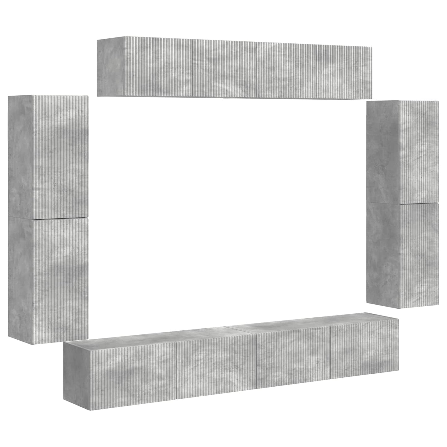vidaXL TV Cabinet 8 pcs Concrete Grey
