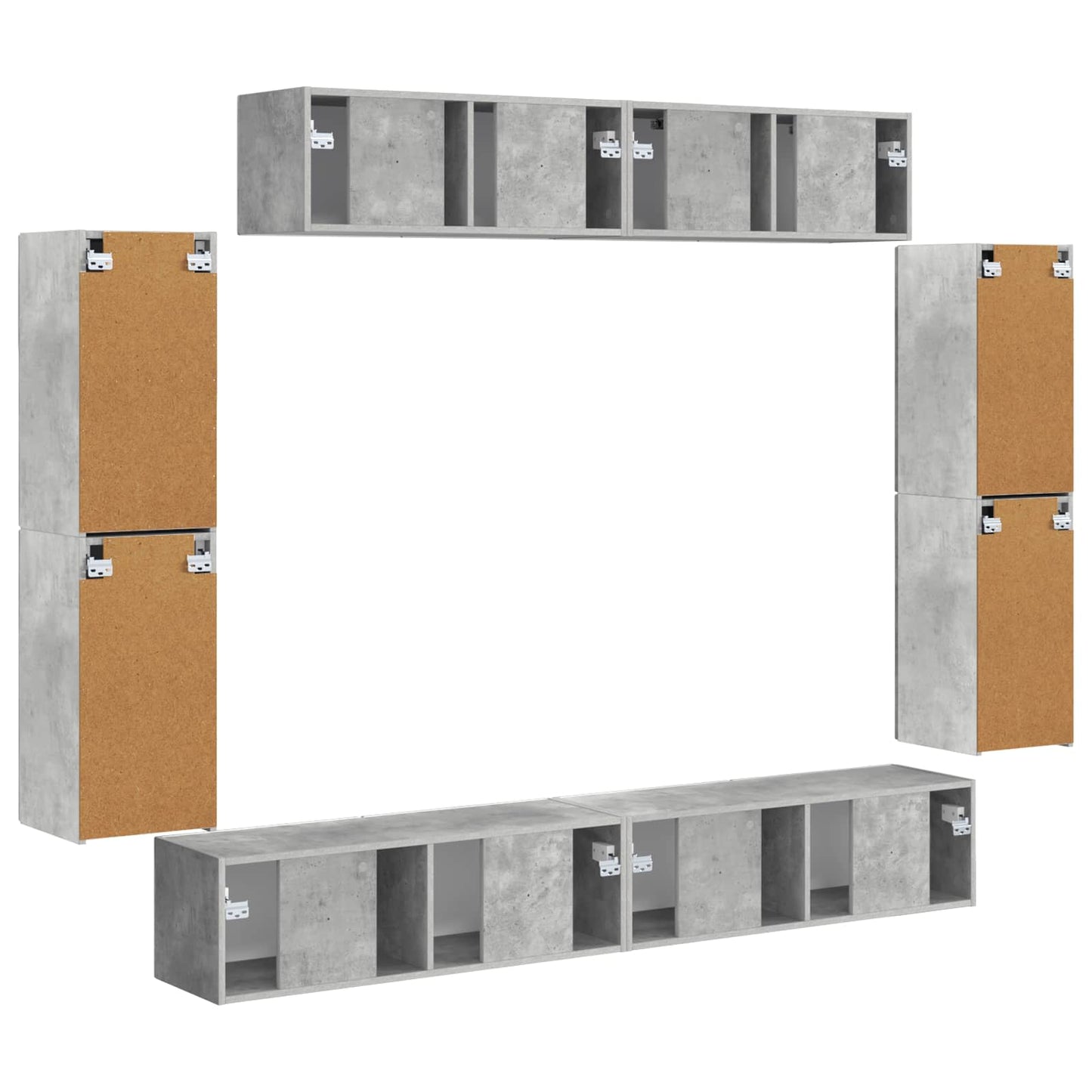 vidaXL TV Cabinet 8 pcs Concrete Grey