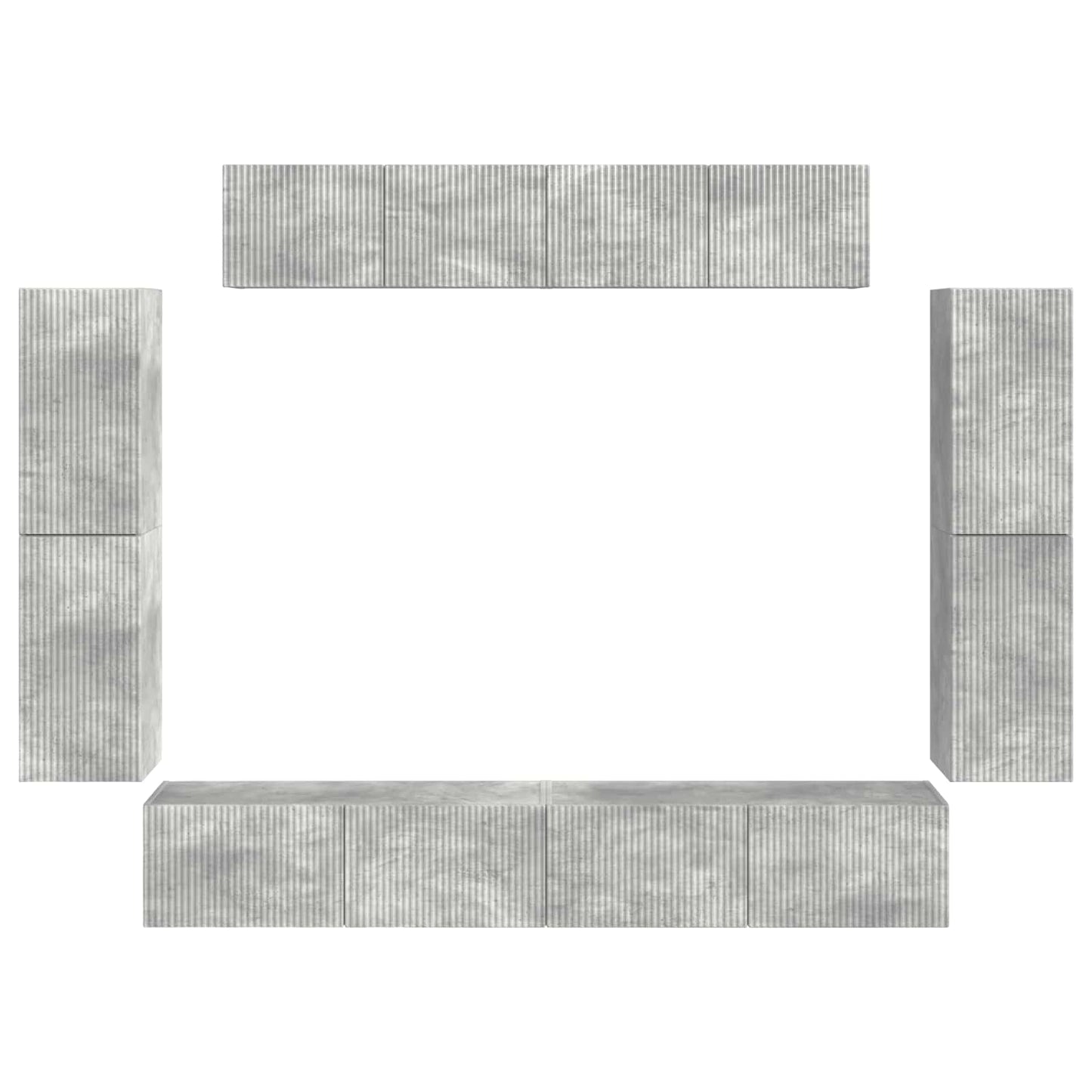 vidaXL TV Cabinet 8 pcs Concrete Grey
