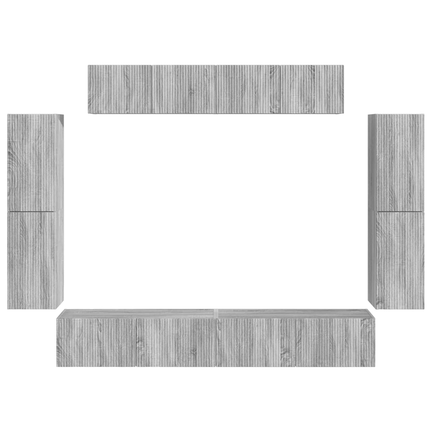 vidaXL TV Cabinet 8 pcs Grey Sonoma