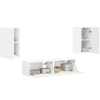vidaXL TV Cabinet Set 4 pcs White Engineered Wood