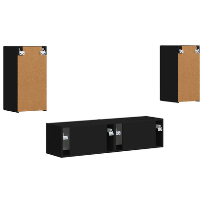 vidaXL TV Cabinet Set 4 pcs Black Engineered Wood