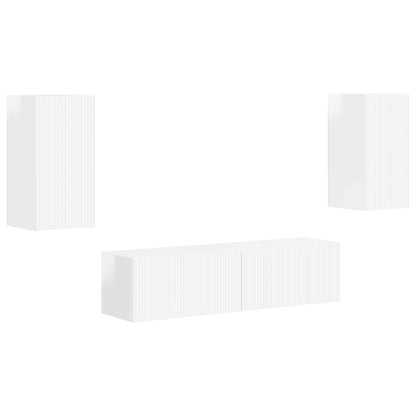 vidaXL TV Cabinet Set 4 pcs High Gloss White Engineered Wood