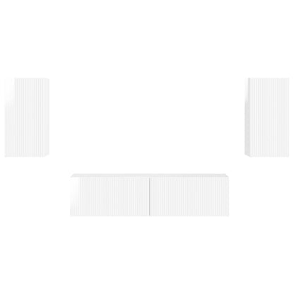vidaXL TV Cabinet Set 4 pcs High Gloss White Engineered Wood
