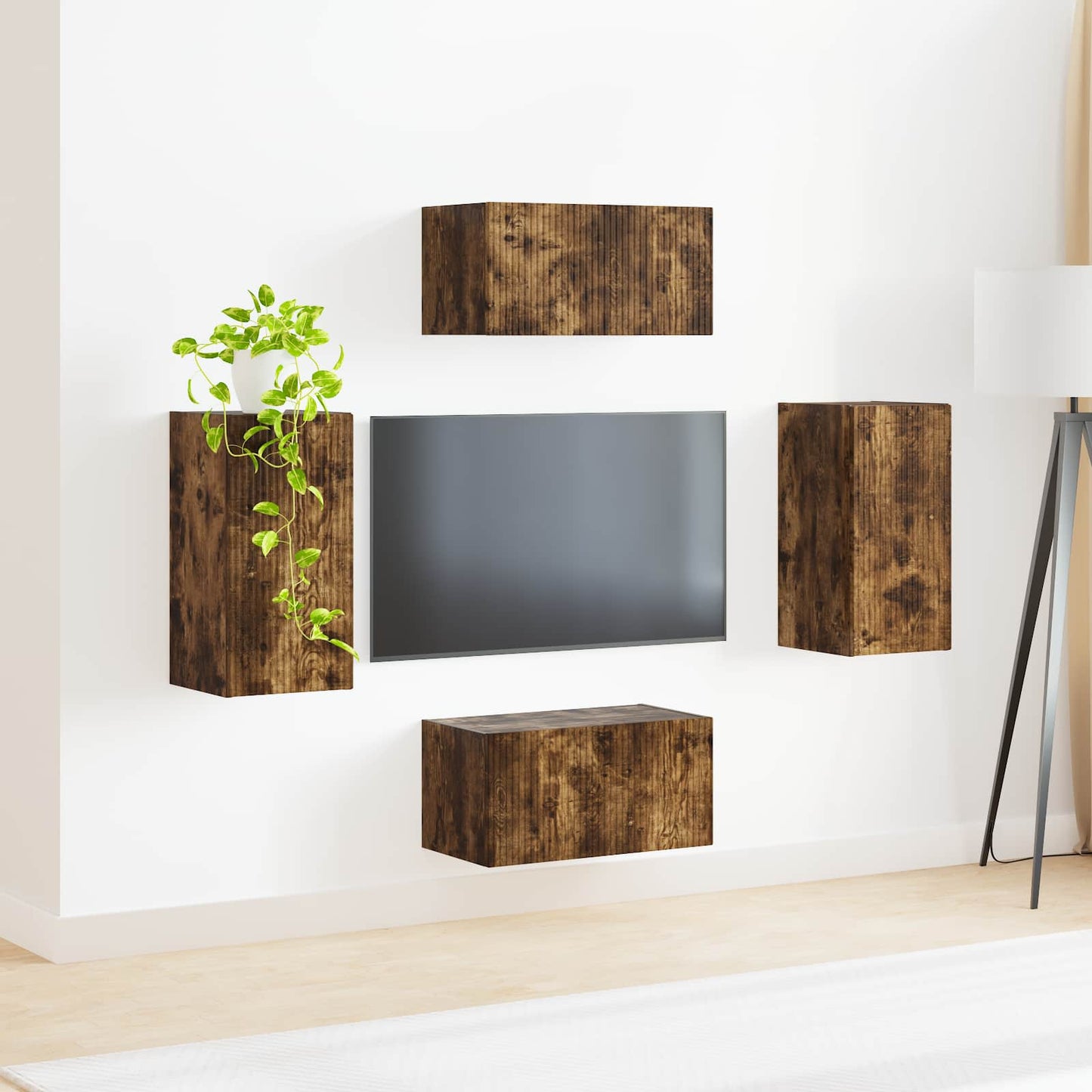 vidaXL TV Cabinet Set 4 pcs Smoked Oak Engineered Wood