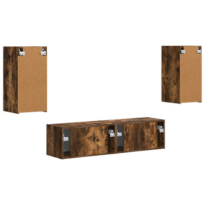 vidaXL TV Cabinet Set 4 pcs Smoked Oak Engineered Wood