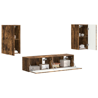 vidaXL TV Cabinet Set 4 pcs Smoked Oak Engineered Wood