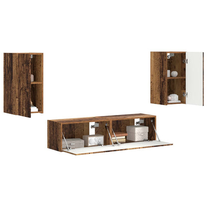 vidaXL TV Cabinet Set 4 pcs Old Wood Engineered Wood