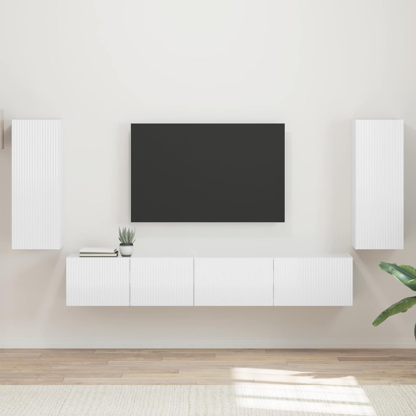 vidaXL TV Cabinet Set 4 pcs High Gloss White Engineered Wood