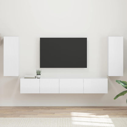 vidaXL TV Cabinet Set 4 pcs High Gloss White Engineered Wood