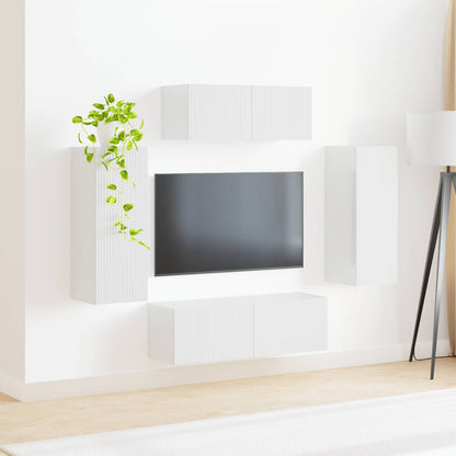vidaXL TV Cabinet Set 4 pcs High Gloss White Engineered Wood