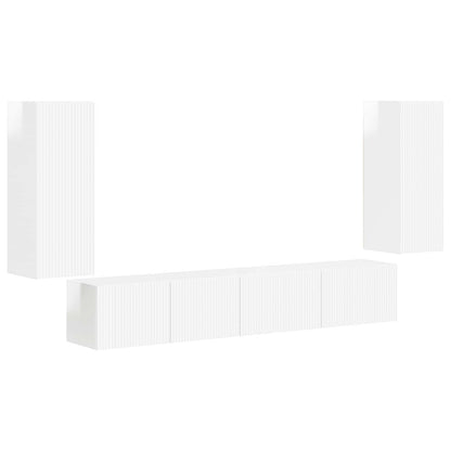 vidaXL TV Cabinet Set 4 pcs High Gloss White Engineered Wood