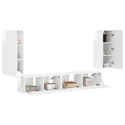 vidaXL TV Cabinet Set 4 pcs High Gloss White Engineered Wood