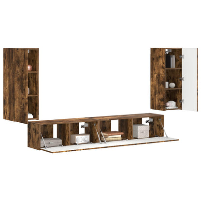 vidaXL TV Cabinet Set 4 pcs Smoked Oak Engineered Wood