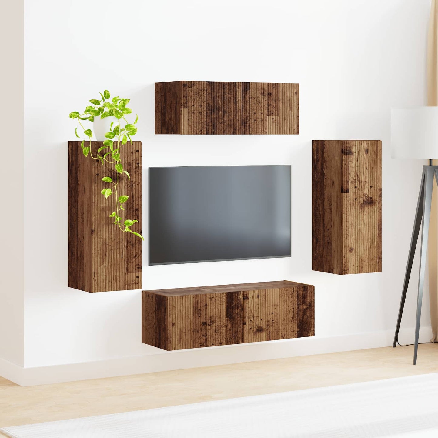 vidaXL TV Cabinet Set 4 pcs Old Wood Engineered Wood