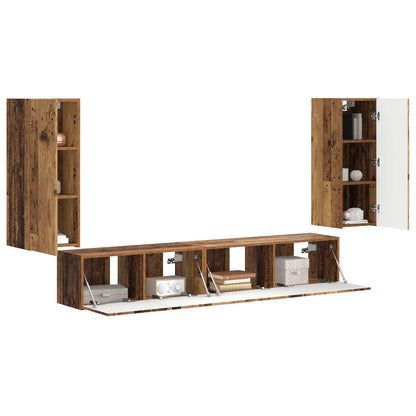 vidaXL TV Cabinet Set 4 pcs Old Wood Engineered Wood