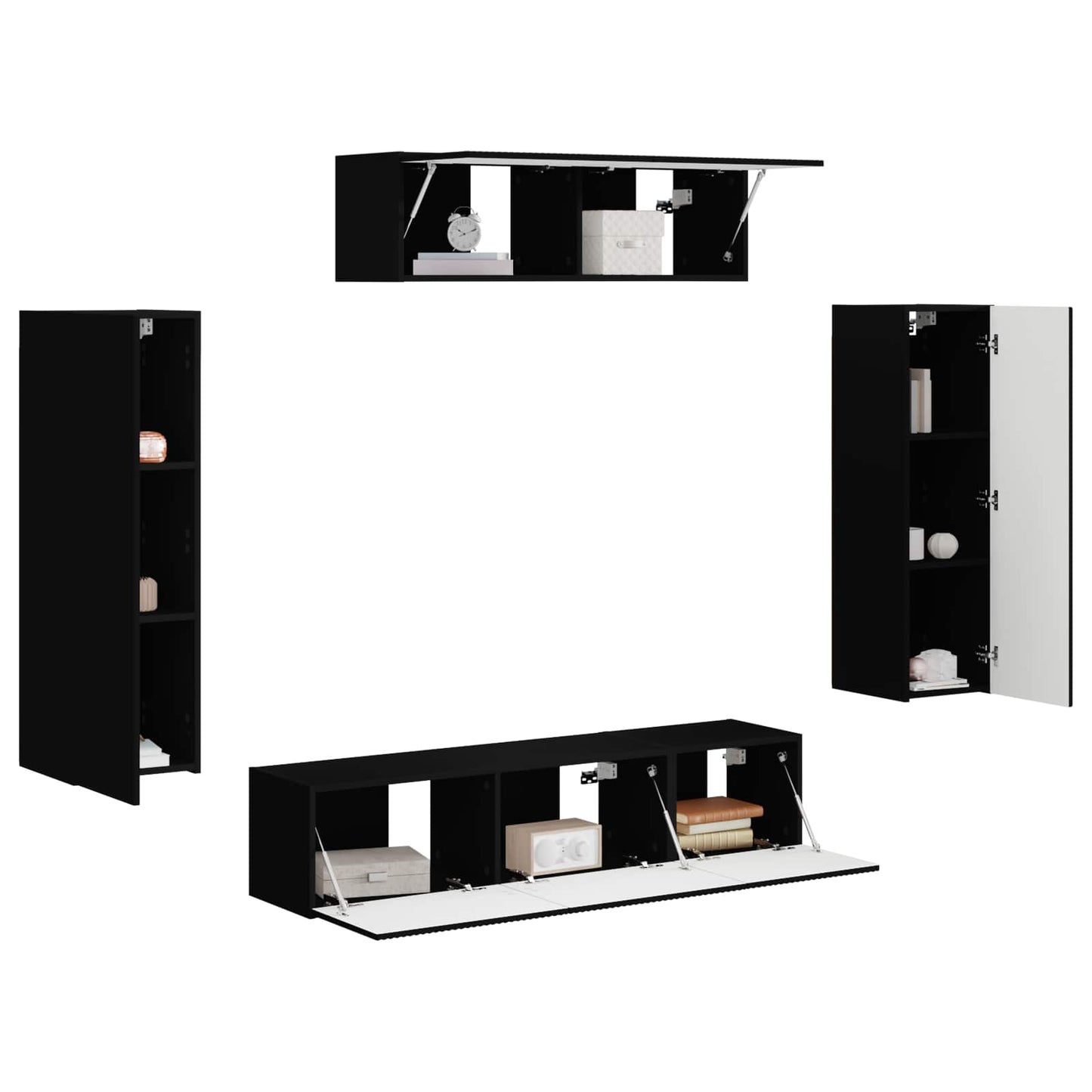 vidaXL TV Cabinet 5 pcs Black