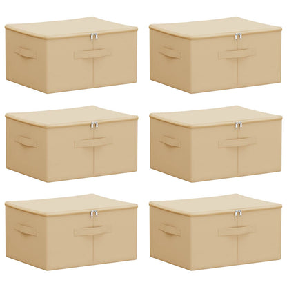 vidaXL Storage Box 6 pcs Cream 50 x 30 x 25 cm Non-woven fabric