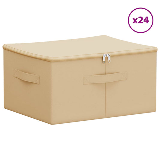 vidaXL Storage Box 24 pcs Cream 50 x 30 x 25 cm Non-woven fabric
