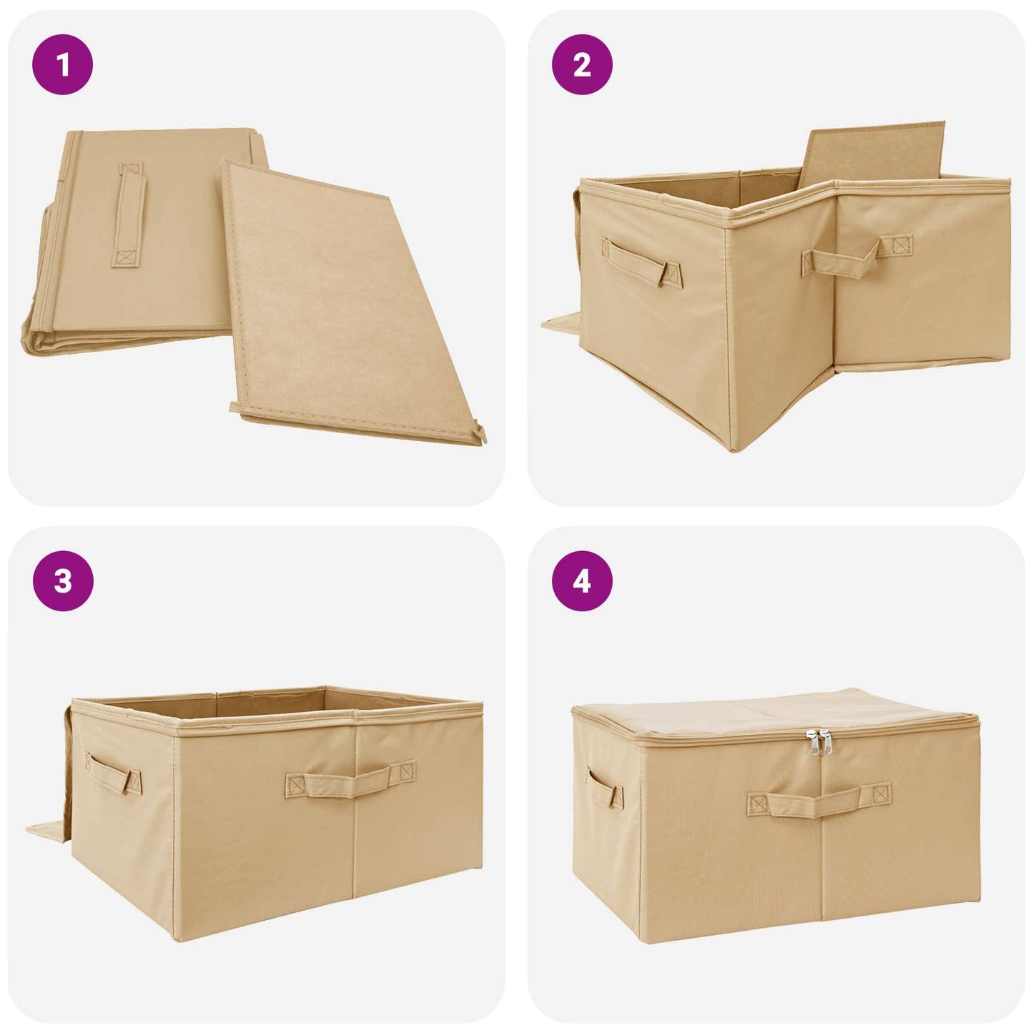 vidaXL Storage Box 24 pcs Cream 50 x 30 x 25 cm Non-woven fabric