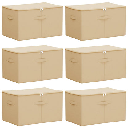 vidaXL Storage Box 6 pcs Cream 55 x 35 x 32 cm Non-woven fabric