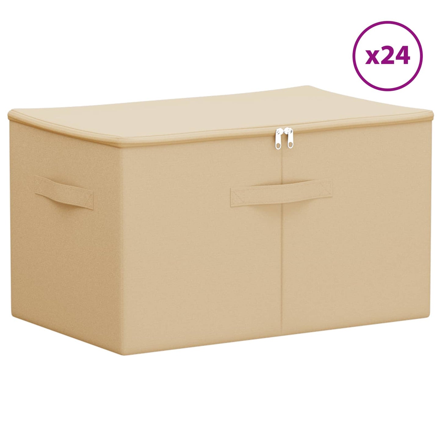 vidaXL Storage Box 24 pcs Cream 55 x 35 x 32 cm Non-woven fabric