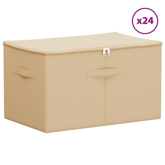 vidaXL Storage Box 24 pcs Cream 55 x 35 x 32 cm Non-woven fabric