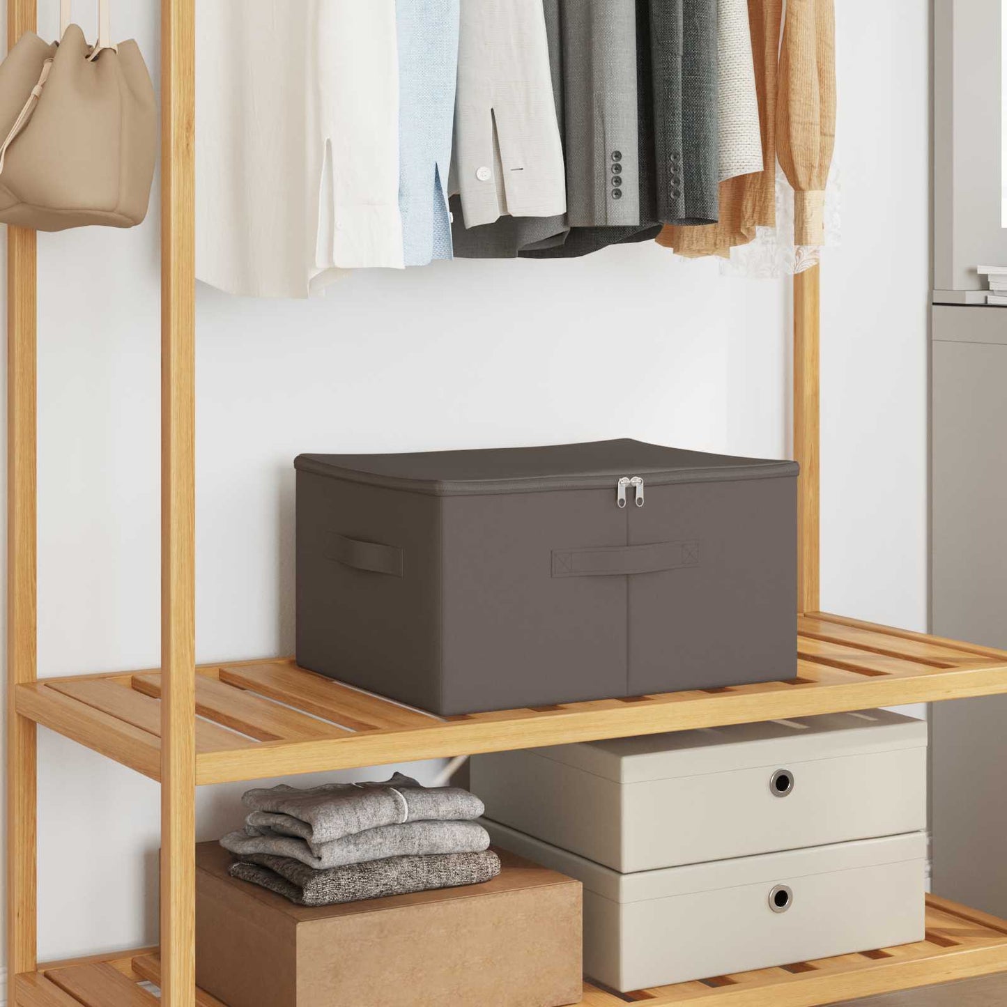 vidaXL Storage Box 24 pcs Grey 50 x 30 x 25 cm Non-woven fabric